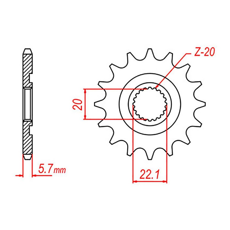 MTX 1590 Hornet Lightweight Steel Front Sprocket #520
