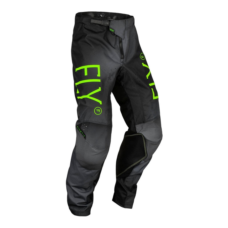 Fly Racing 2024 Youth Kinetic Pants - Charcoal / Neon Green / True Blue